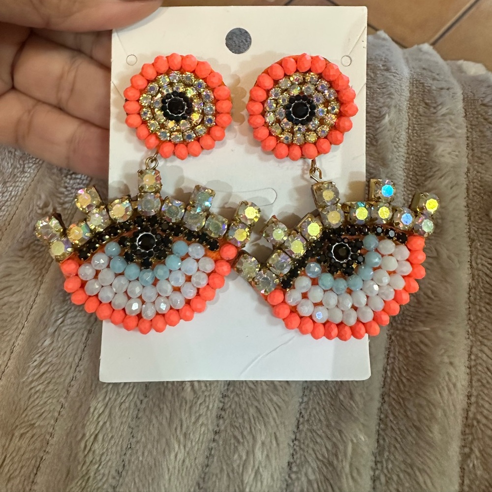 Colorful Beaded Evil Eye Earrings